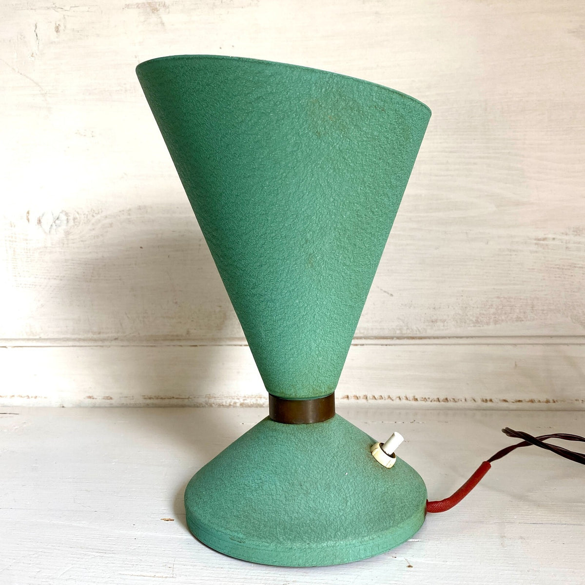 Midcentury Tv Lampe 50er Tischlampe Hammerschlag Lack Aluminium Italien-SweetAntik