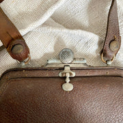 vintage-1800s antique leather saddle bag with key-Sweet Antik