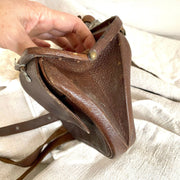 vintage-1800s antique leather saddle bag with key-Sweet Antik