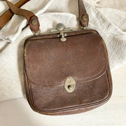 vintage-1800s antique leather saddle bag with key-Sweet Antik