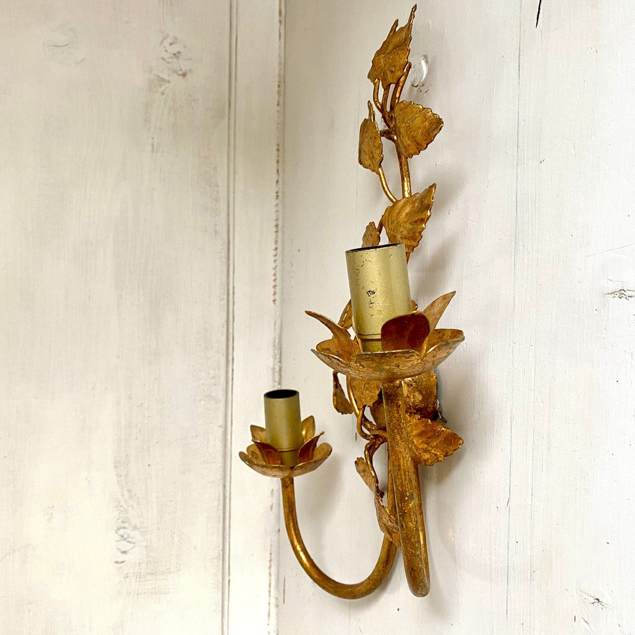 vintage-1970s Florentine gilt tole wall light Hans Kögl style-Sweet Antik