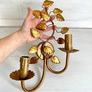 vintage-70s Florentine gilt tole wall lamp Hans Kögl style sconce-Sweet Antik