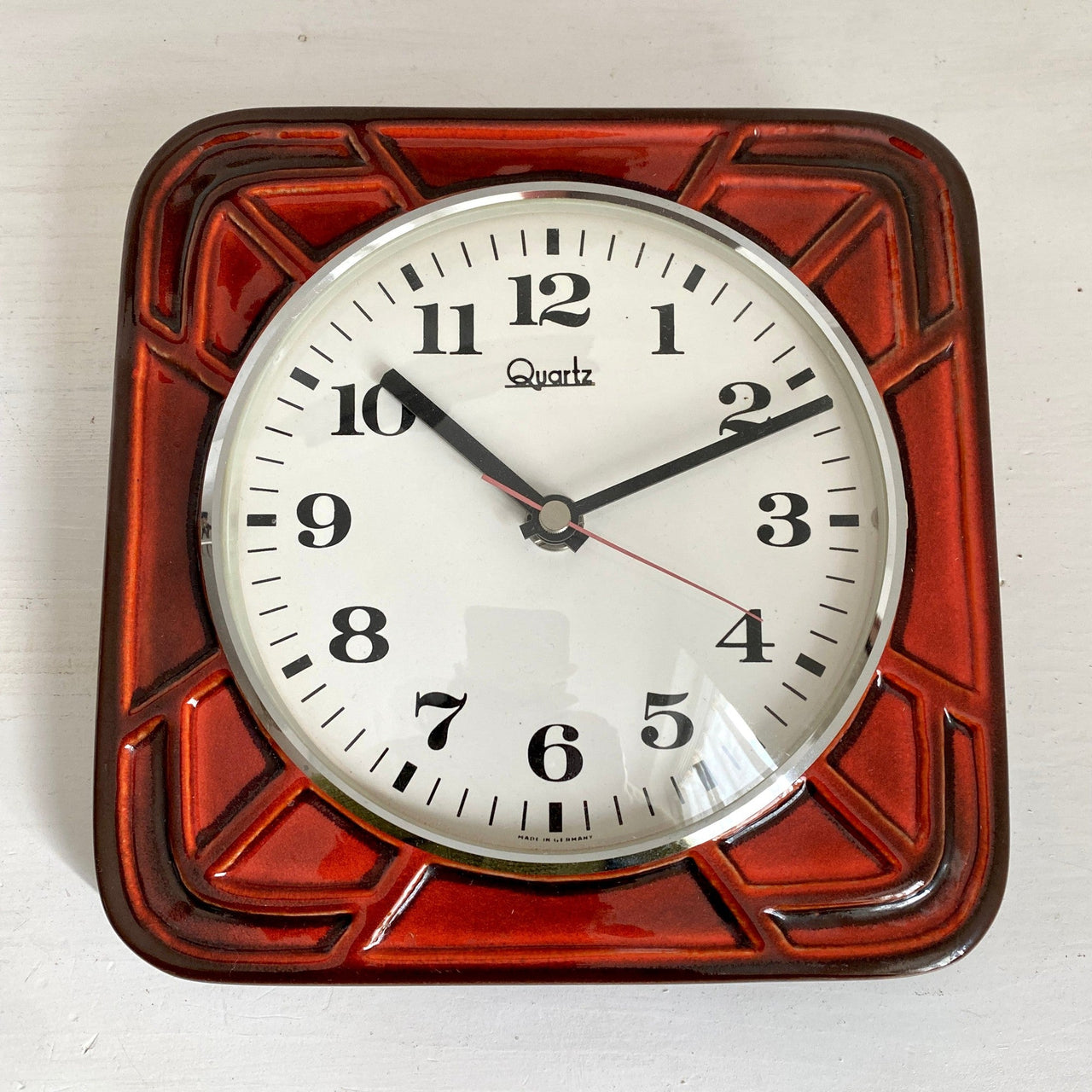 vintage-70s German pottery wall clock-Sweet Antik