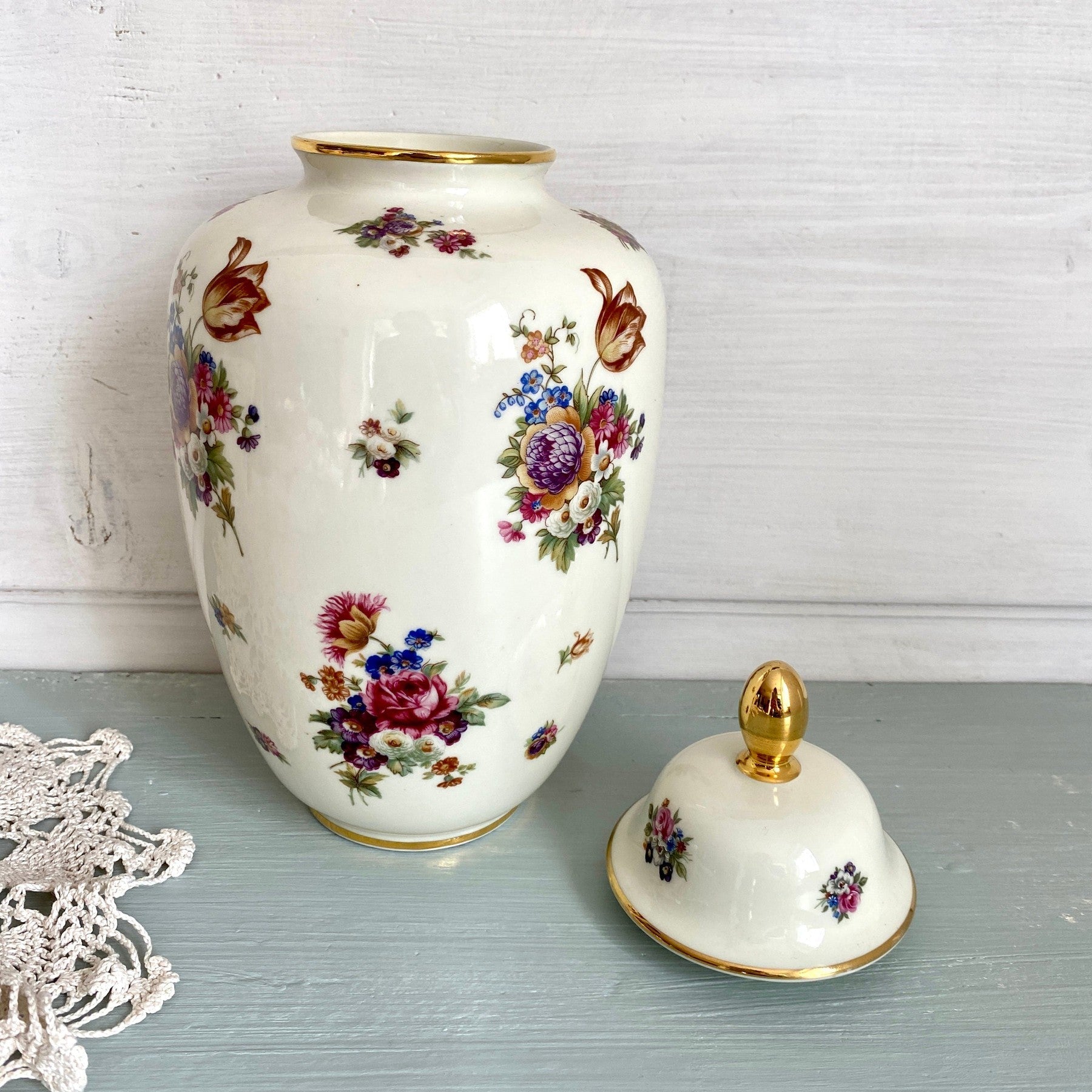 vintage-German porcelain lidded vase Hertel Jacob 1950s-Sweet Antik