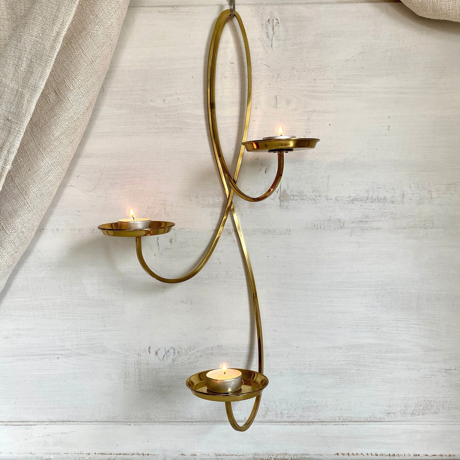 sweetantik-Mid-century brass wall candle holder 70s-Sweet Antik