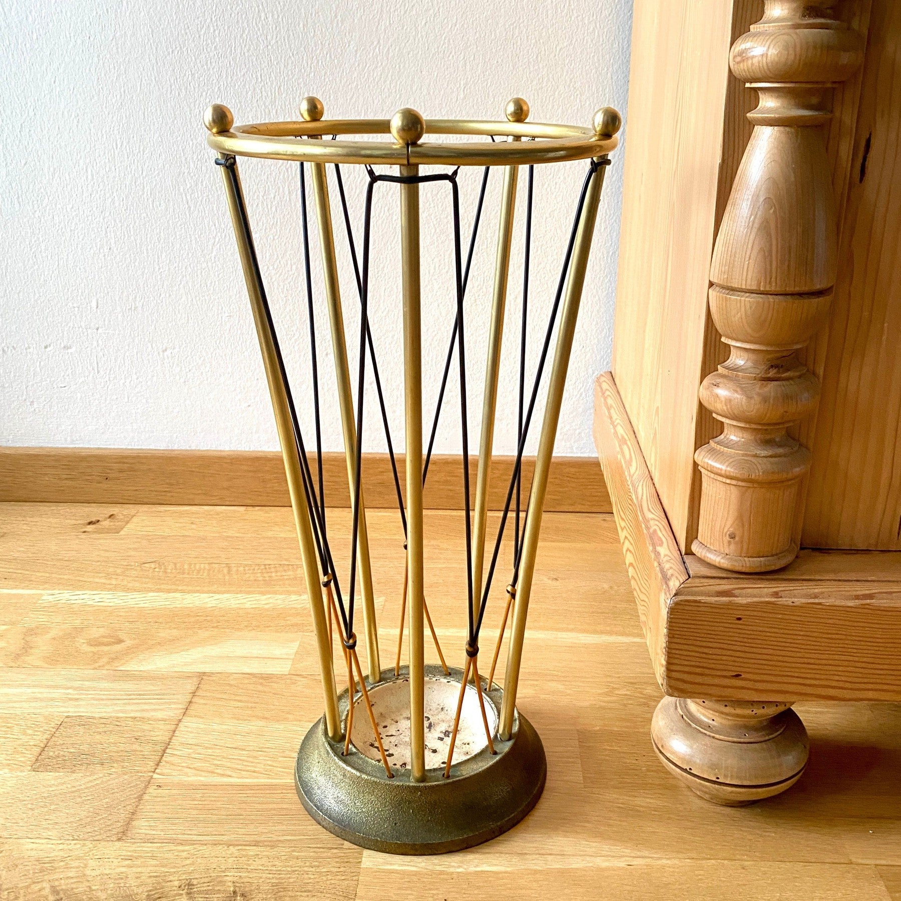 vintage-Mid century umbrella stand gold 50s-Sweet Antik