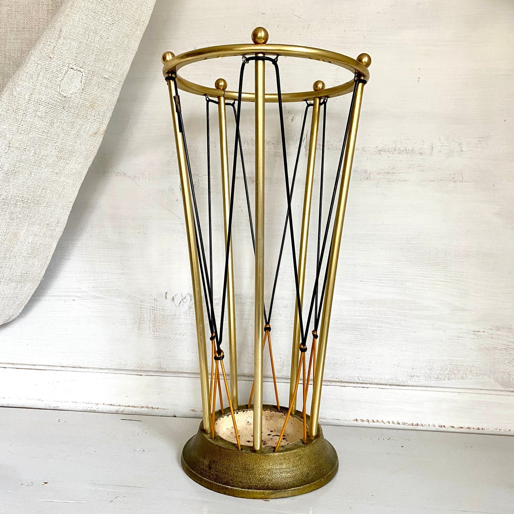 vintage-Mid century umbrella stand gold 50s-Sweet Antik