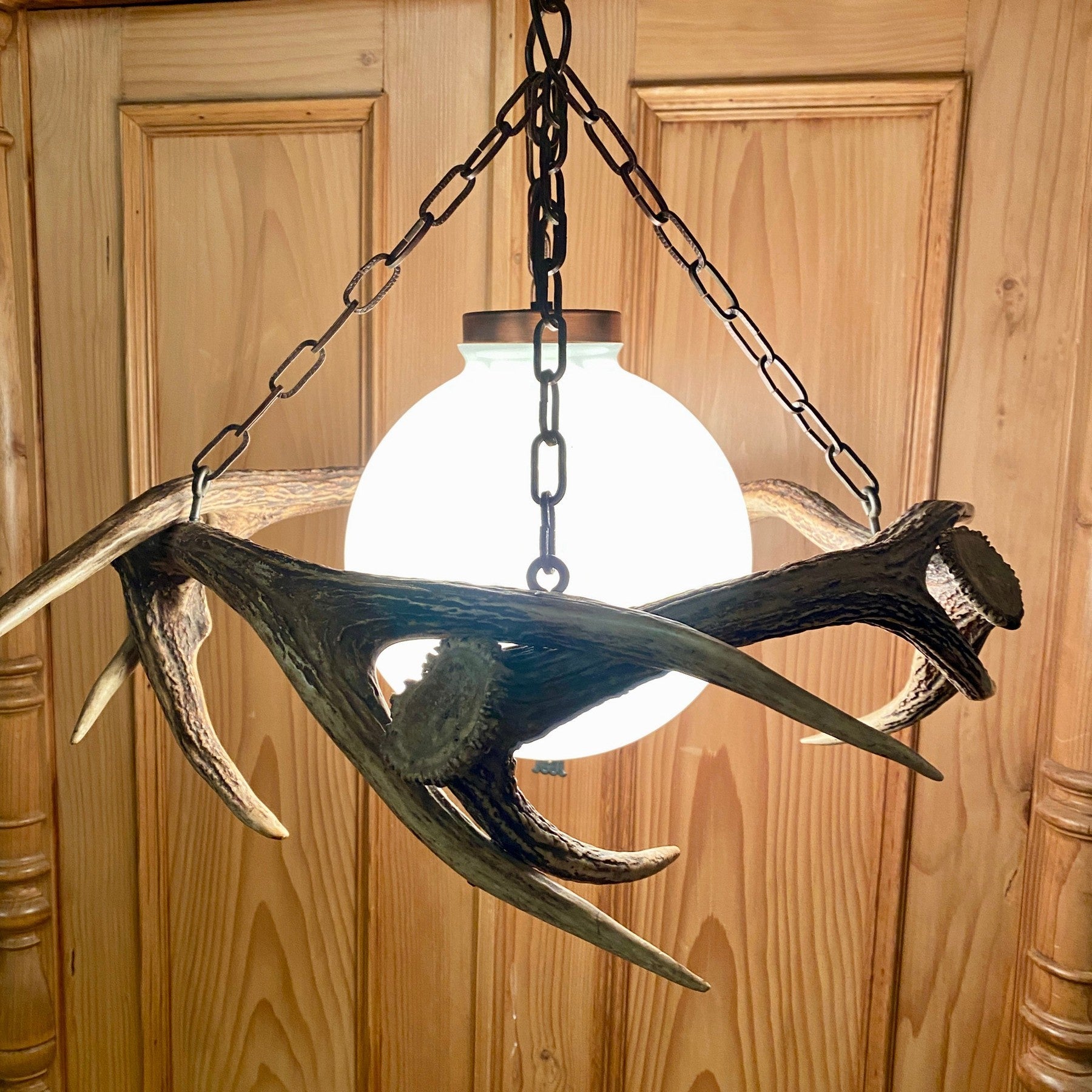 vintage-Vintage deer antler pendant lamp Ø 50 cm-Sweet Antik