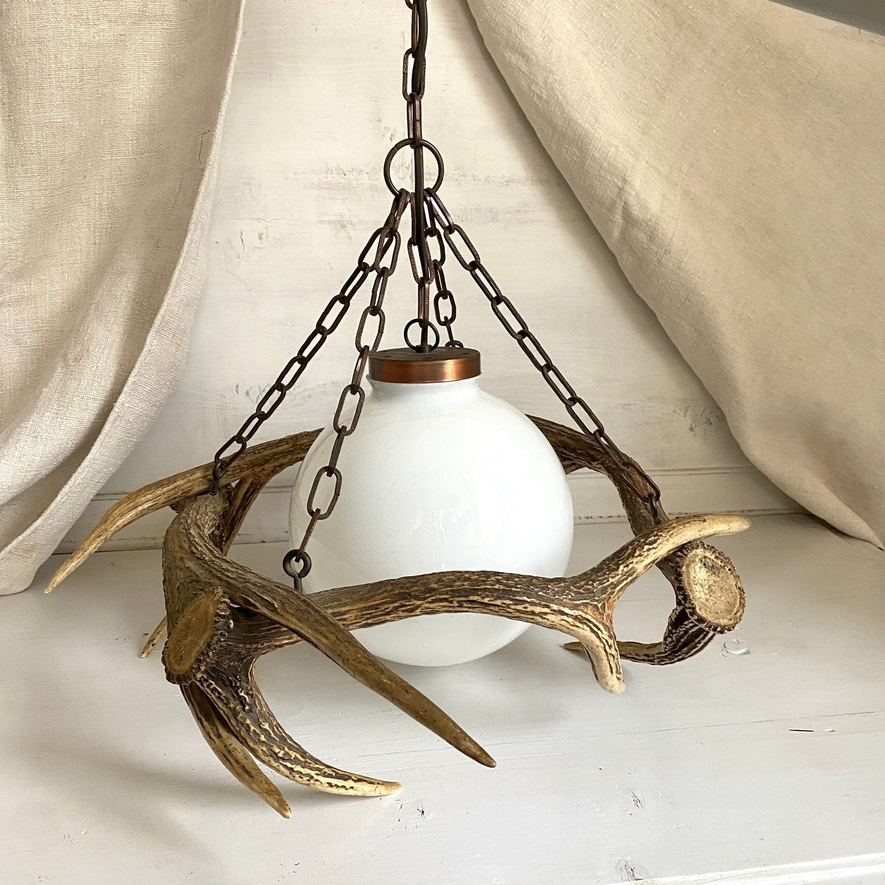 vintage-Vintage deer antler pendant lamp Ø 50 cm-Sweet Antik