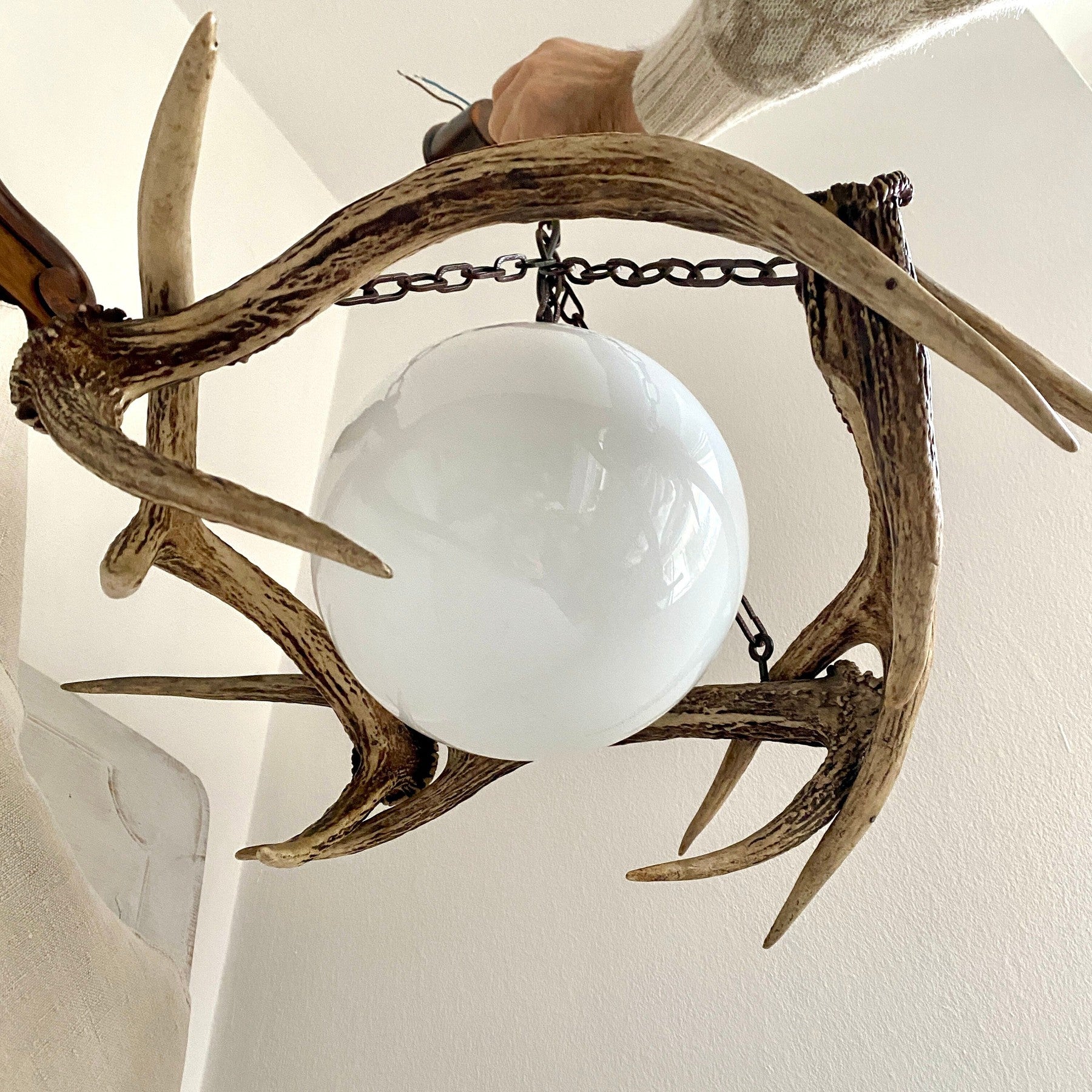 vintage-Vintage deer antler pendant lamp Ø 50 cm-Sweet Antik