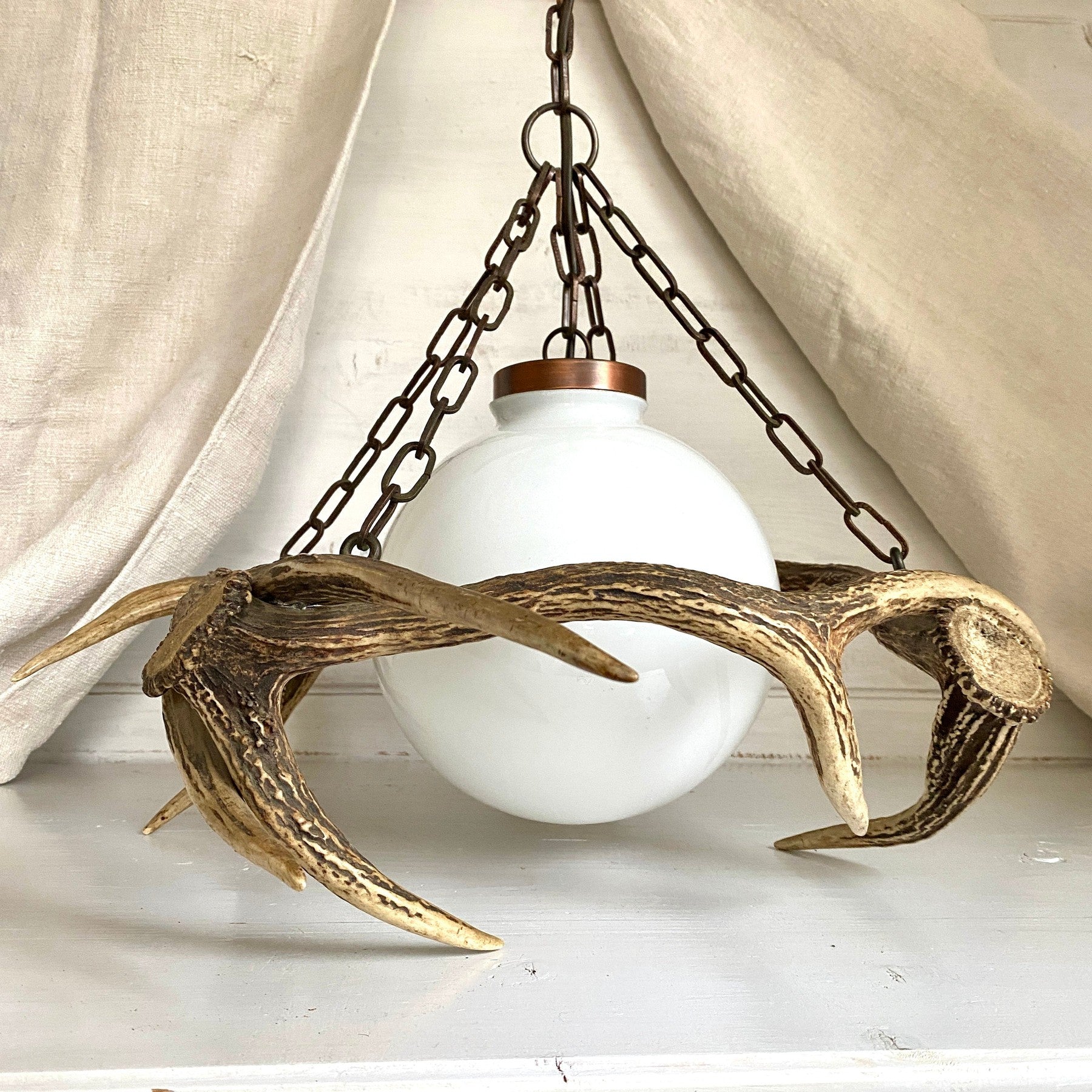 vintage-Vintage deer antler pendant lamp Ø 50 cm-Sweet Antik