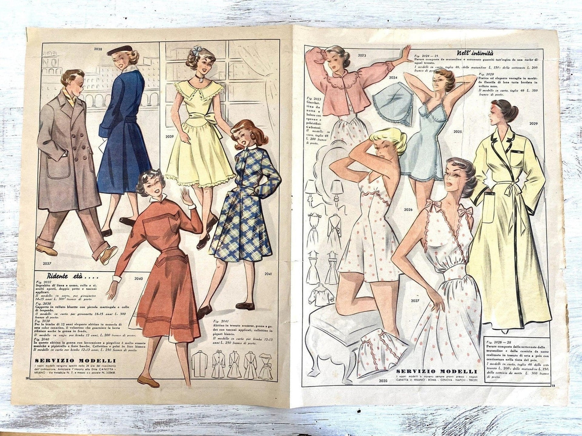 50er Damenmode Schnittmuster Kleidung und Dessous