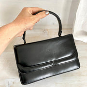 50er Damentasche Leder Handtasche schwarz