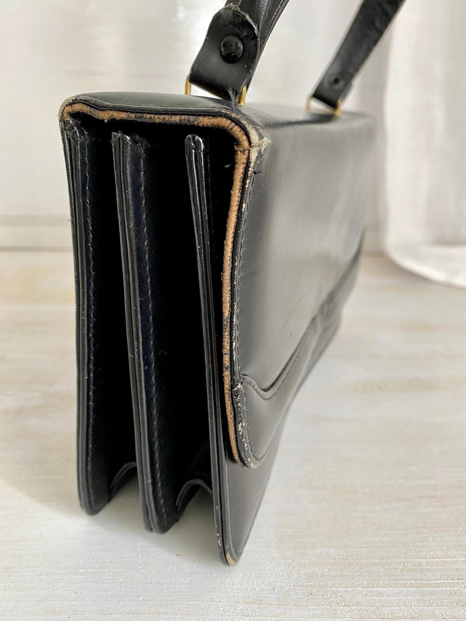 50er Damentasche Leder Handtasche schwarz