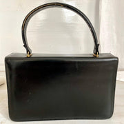 50er Damentasche Leder Handtasche schwarz