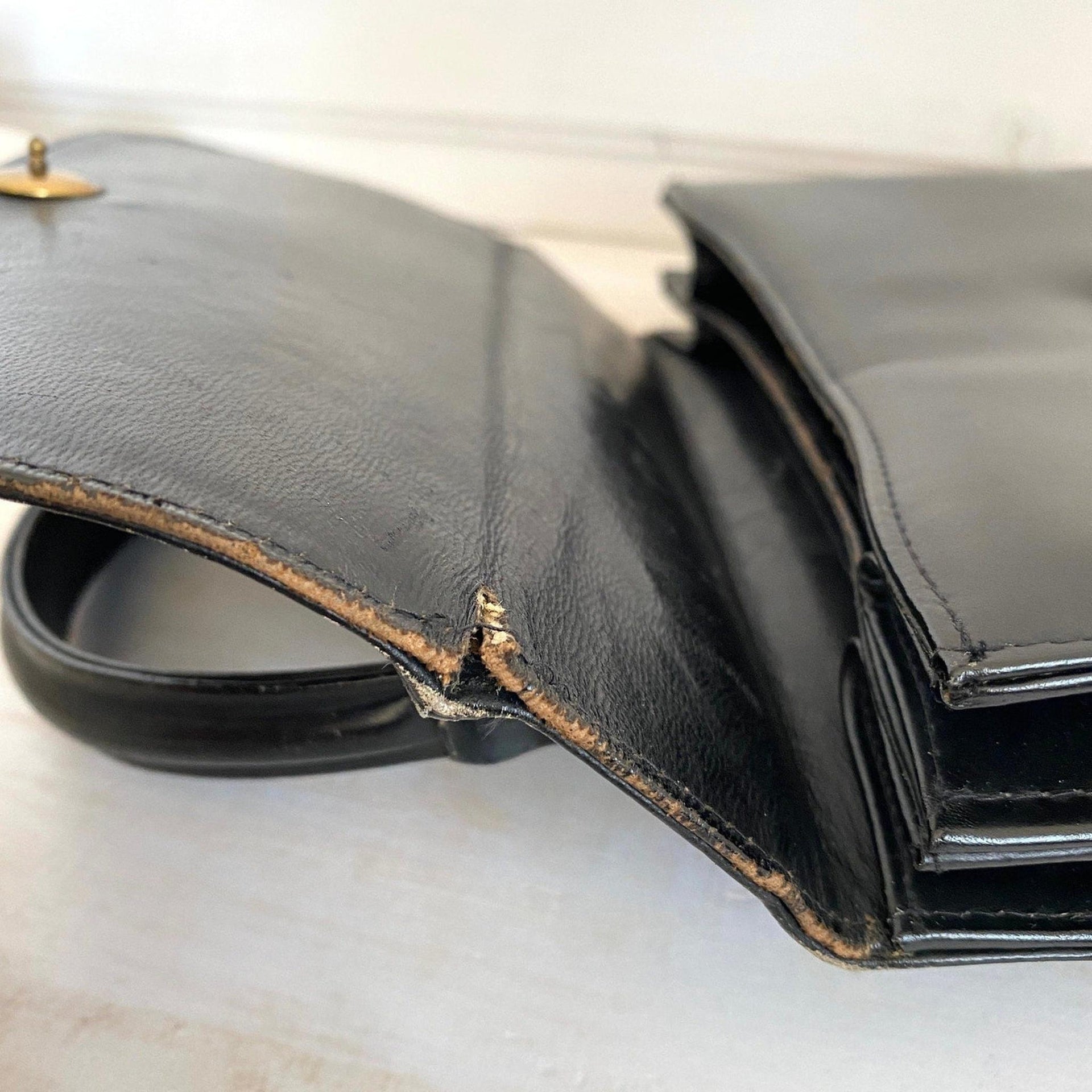 50er Damentasche Leder Handtasche schwarz