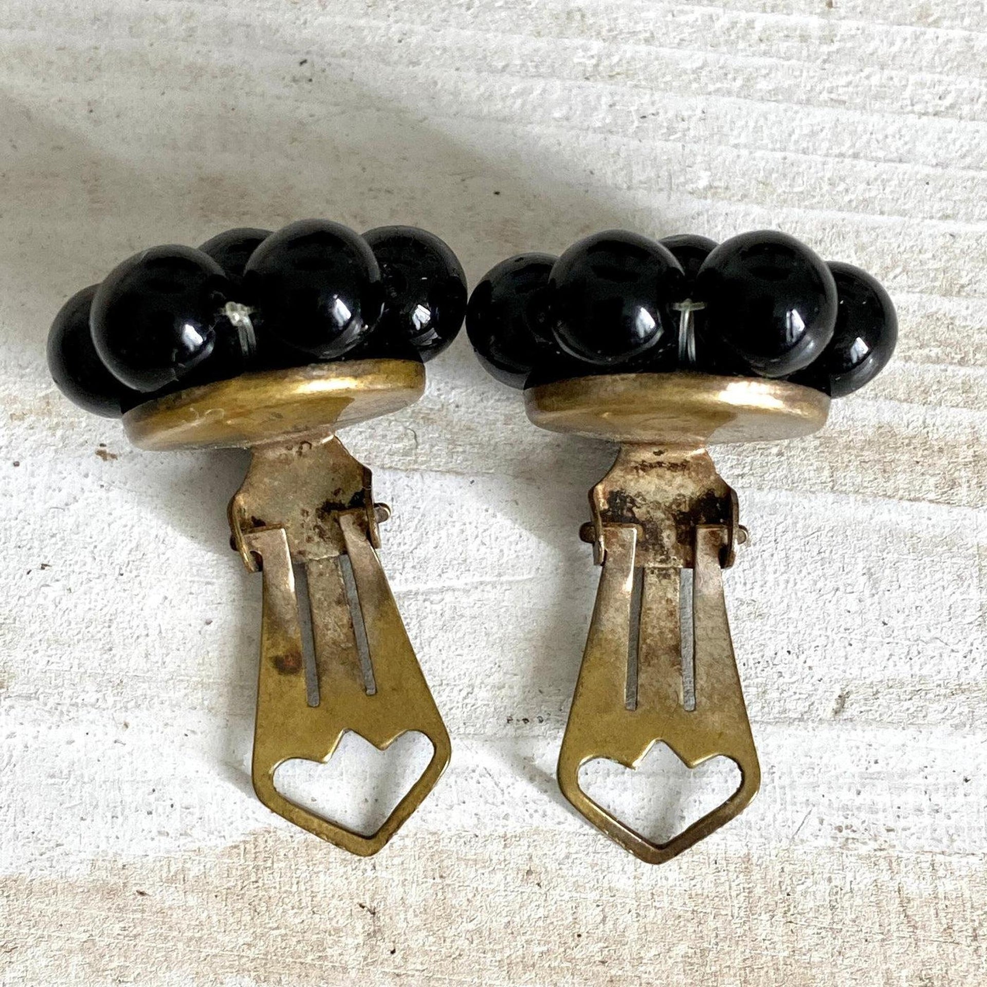 50er Ohrclips Bakelit Schwarz Vintage