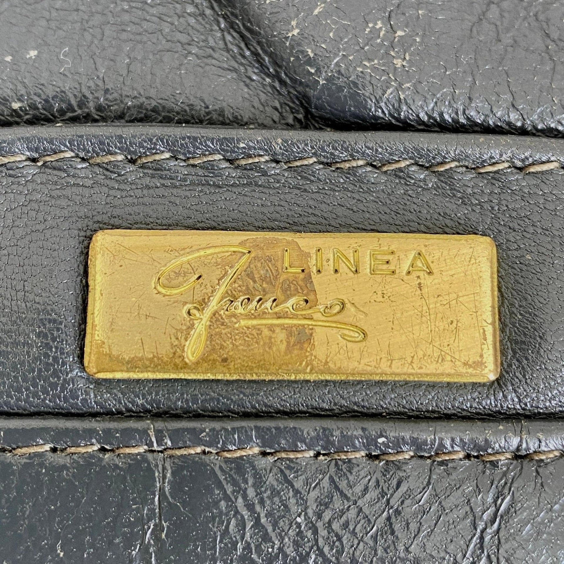 70er Lederhandtasche mit Acrylgriff "Linea Franco" Italien