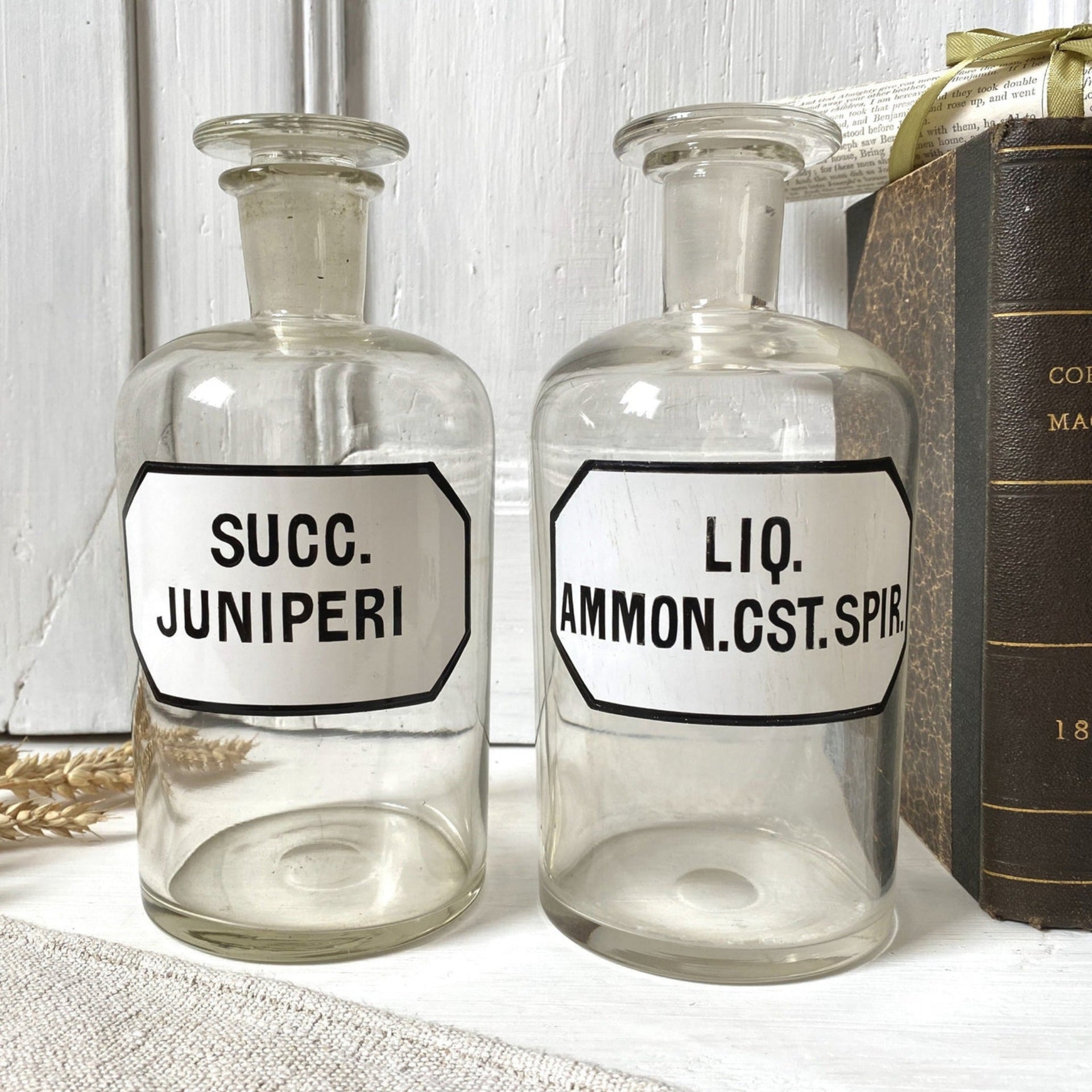 Antike Apothekerflaschen Glas Flaschen Set von 2