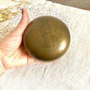 Antique brass trinket box / powder box, Art Nouveau, 1900s-vintage brass box-SweetAntik