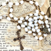 Antique glass rosary Our Lady of Carmel, 1930s-vintage religious-SweetAntik