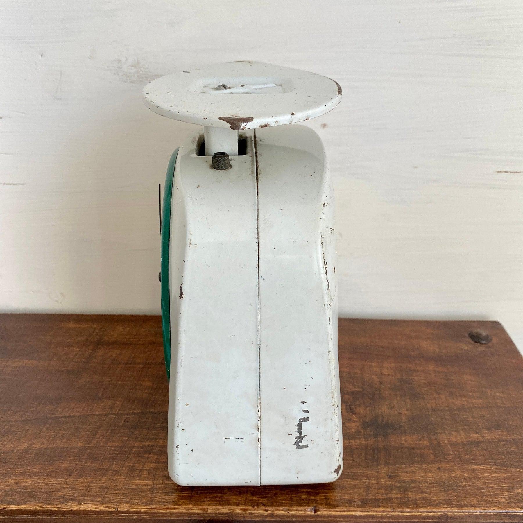 Antique kitchen scale KRUPS with two enameled bowls, 1940s-vintage scales-SweetAntik