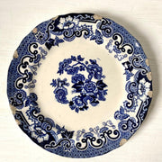 Antique pair blue transferware wall plates, 19th century Richard Italy-vintage blue and white plate-SweetAntik