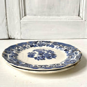 Antique pair blue transferware wall plates, 19th century Richard Italy-vintage blue and white plate-SweetAntik