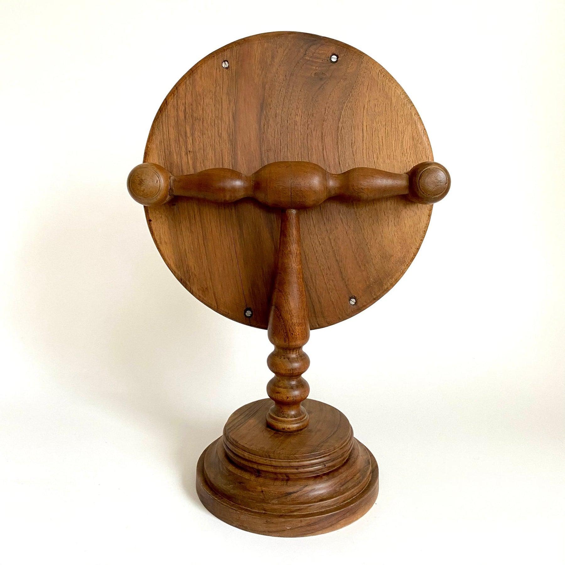 Antique wooden shaving mirror, table mirror with pedestal, 1800s-vintage-SweetAntik