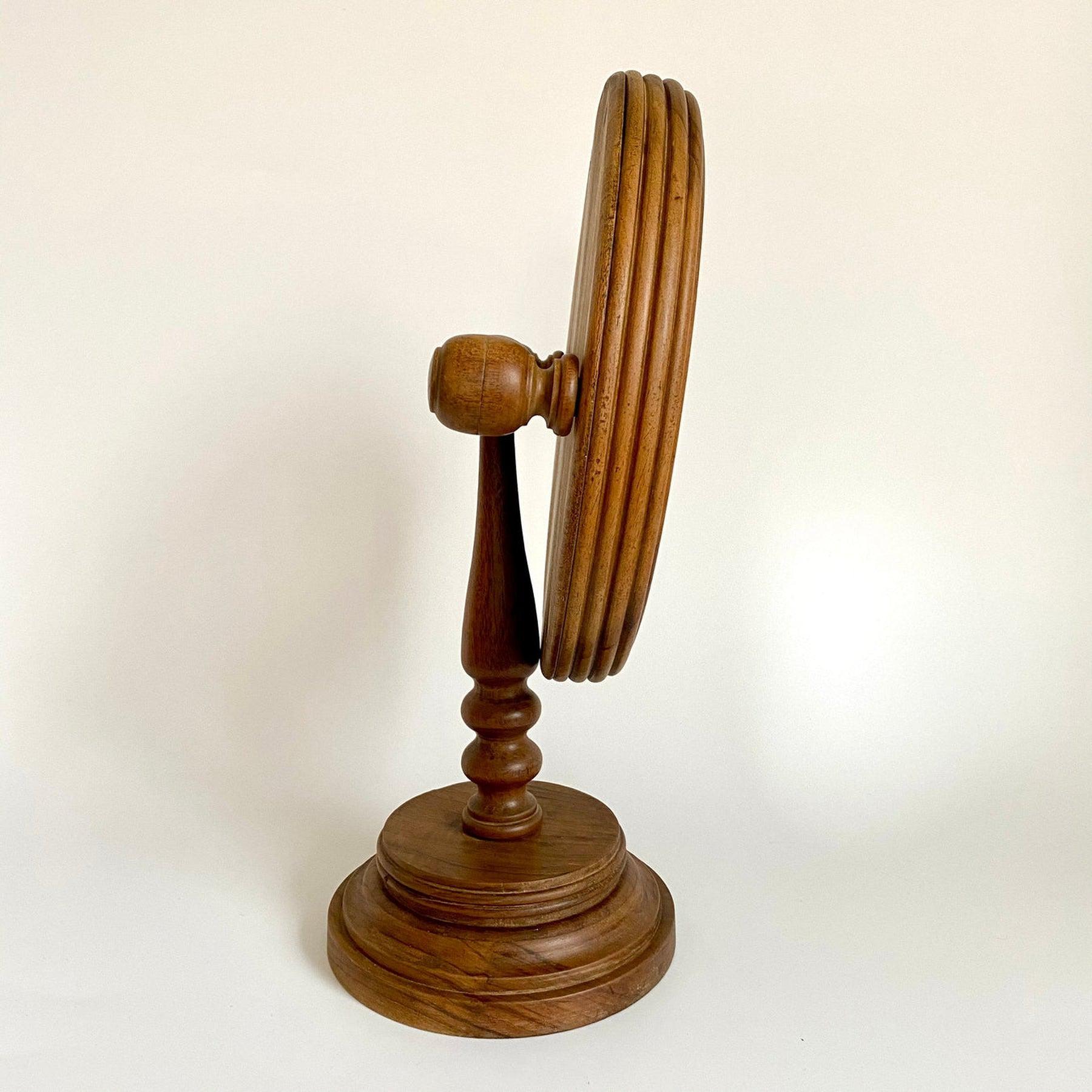 Antique wooden shaving mirror, table mirror with pedestal, 1800s-vintage-SweetAntik