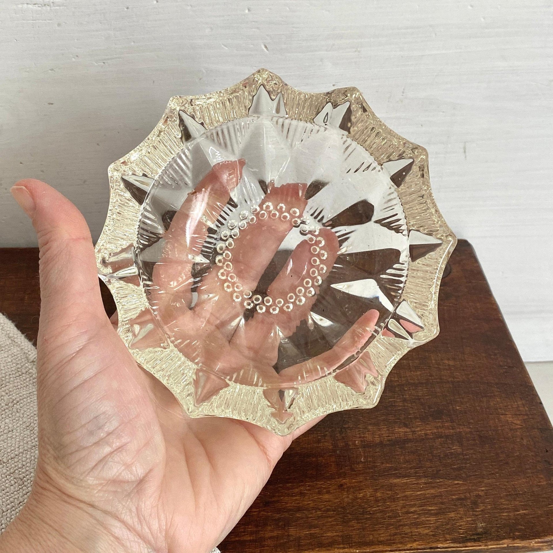 Aschenbecher Glas Vintage Pressglas, um 1960