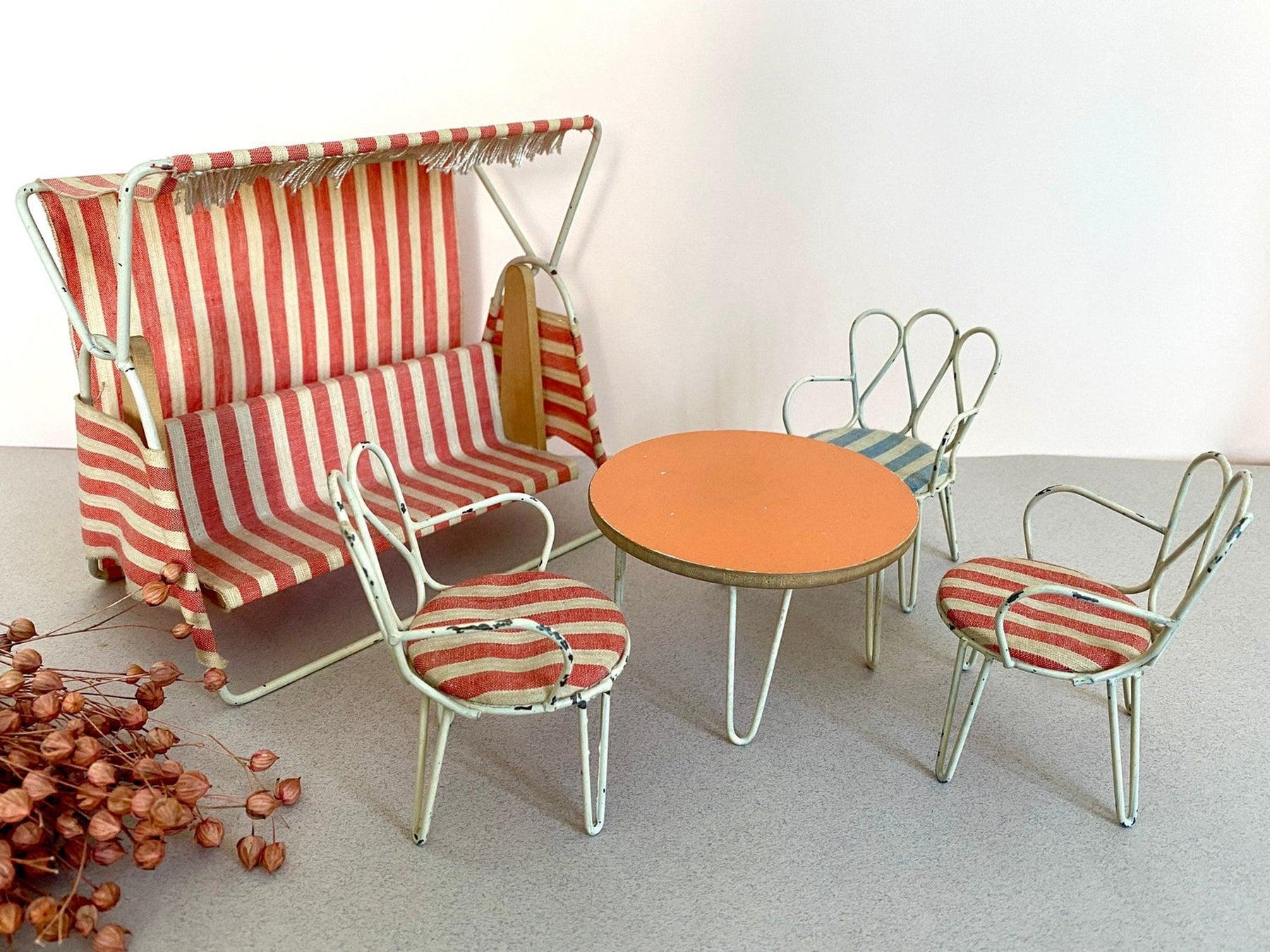Vintage BODO HENNIG dollhouse garden furniture toys 60s SweetAntik