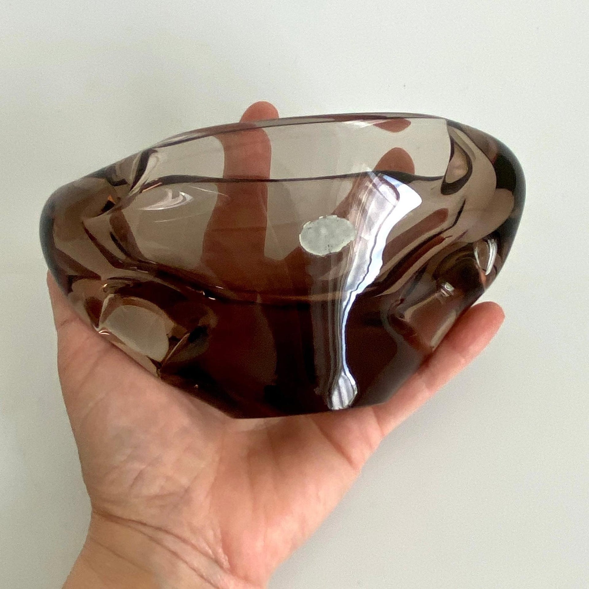 Böhmische Glas Vase Zelezny Brod ZBS 60er Rauchglas Klinger
