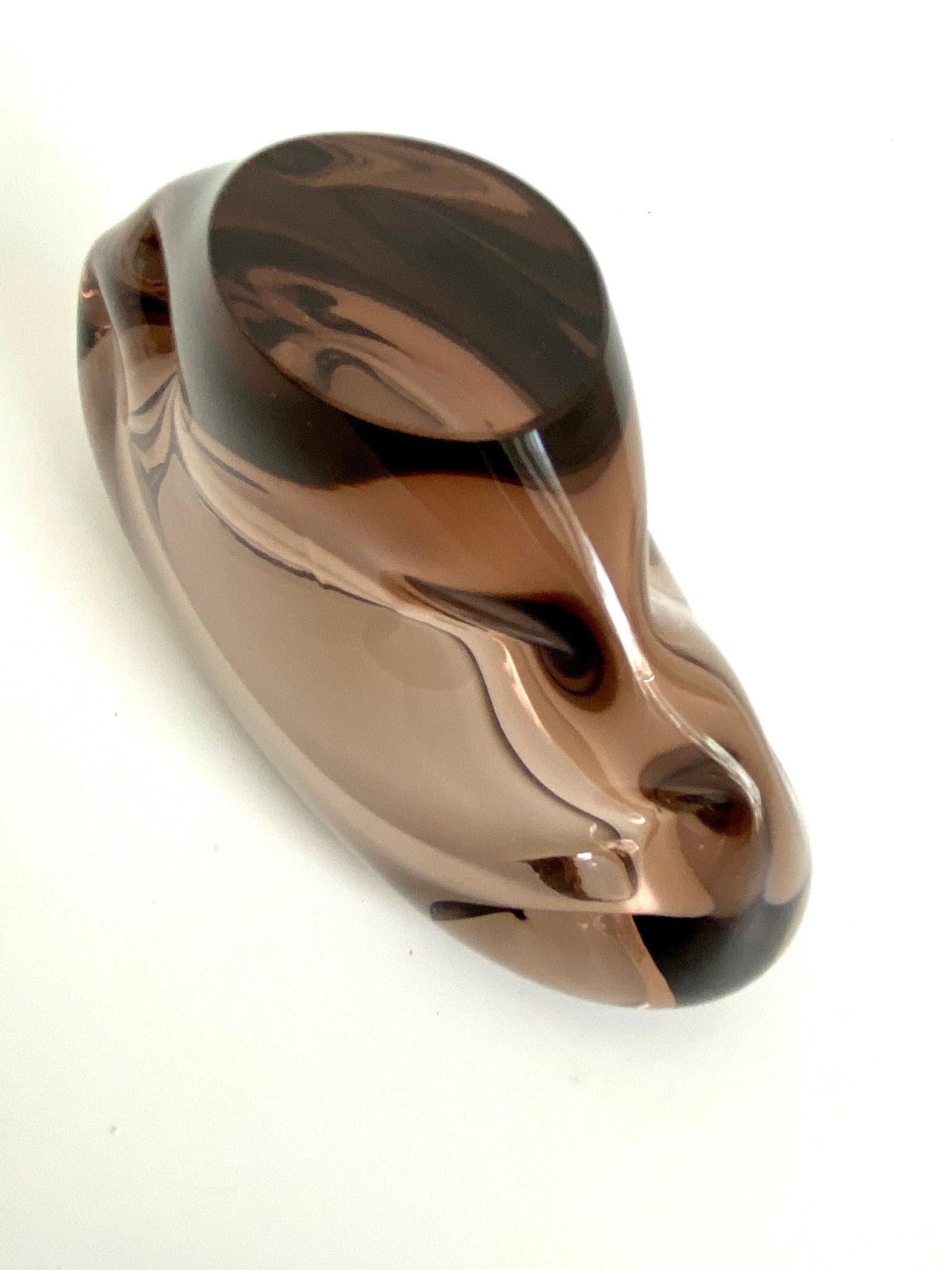 Böhmische Glas Vase Zelezny Brod ZBS 60er Rauchglas Klinger