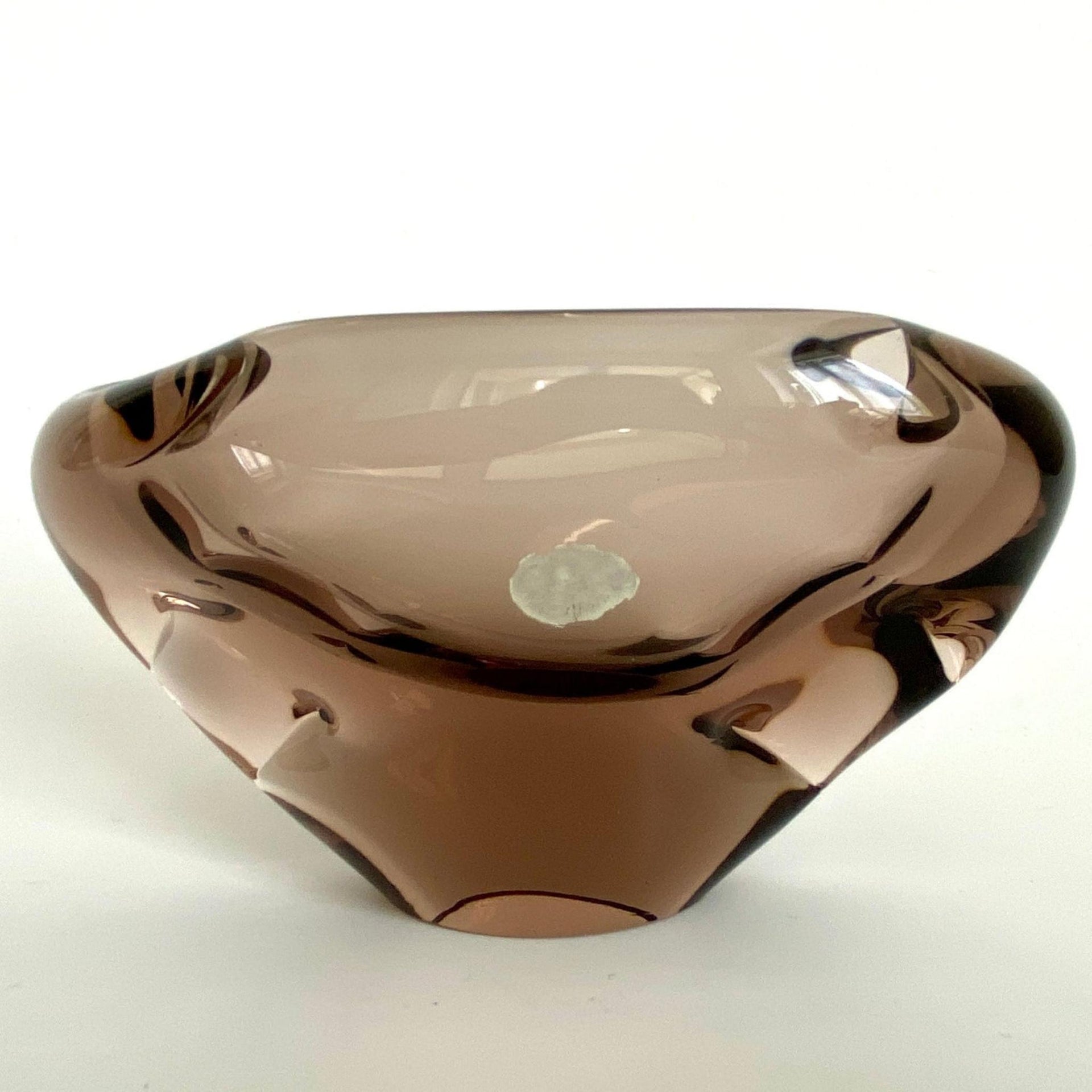 Böhmische Glas Vase Zelezny Brod ZBS 60er Rauchglas Klinger