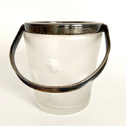 Eiskübel aus Glas geschliffen versilbert Vintage 60er