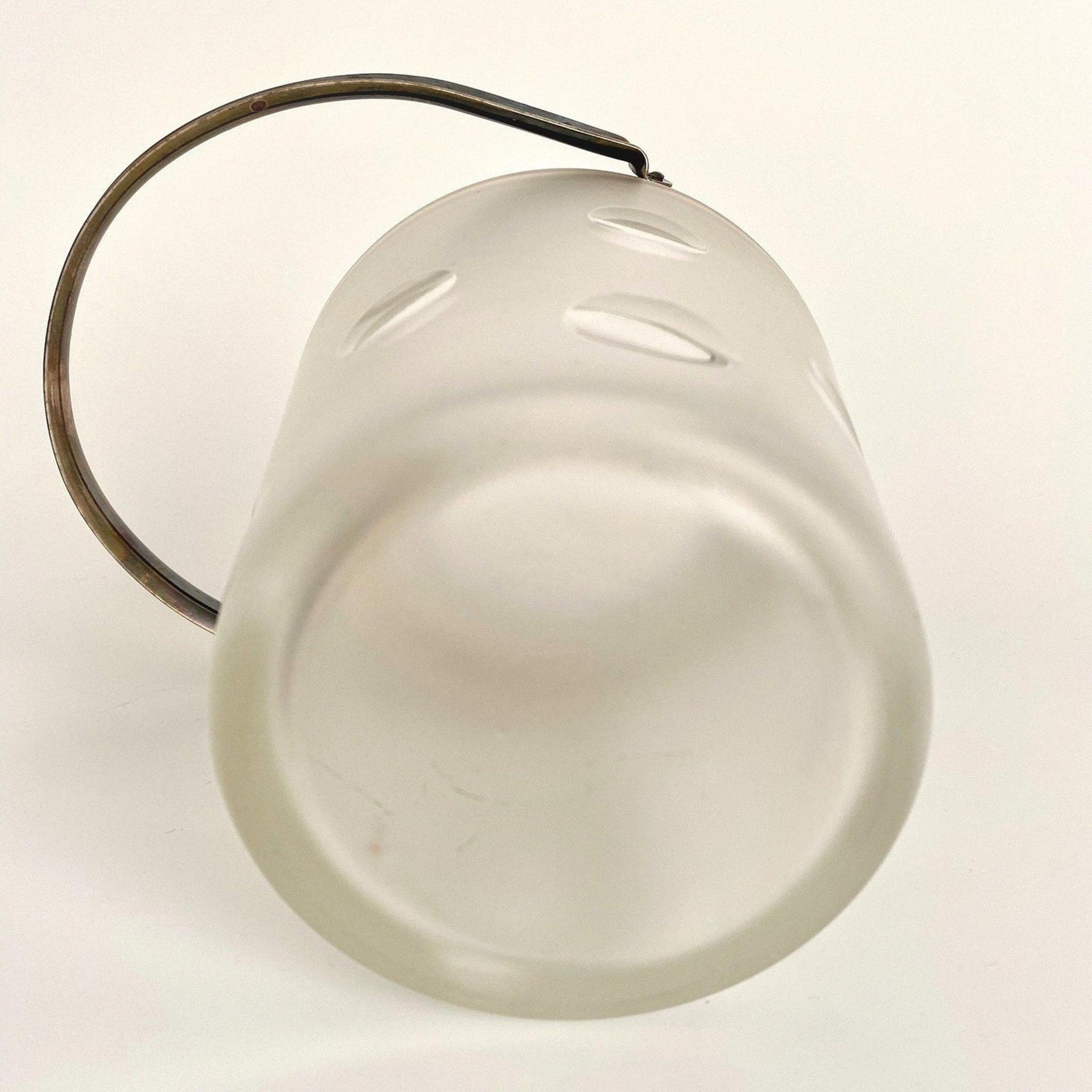 Eiskübel aus Glas geschliffen versilbert Vintage 60er