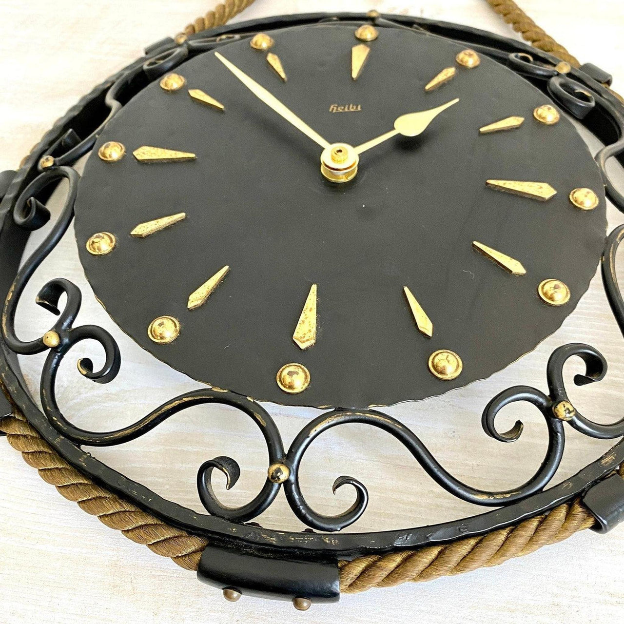 HEIBI Wanduhr mit Seil, Vintage Midcentury 60er