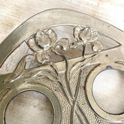 Jugendstil Tintenfass Zinn Tinte Füller Iris-Motiv um 1910 Antik