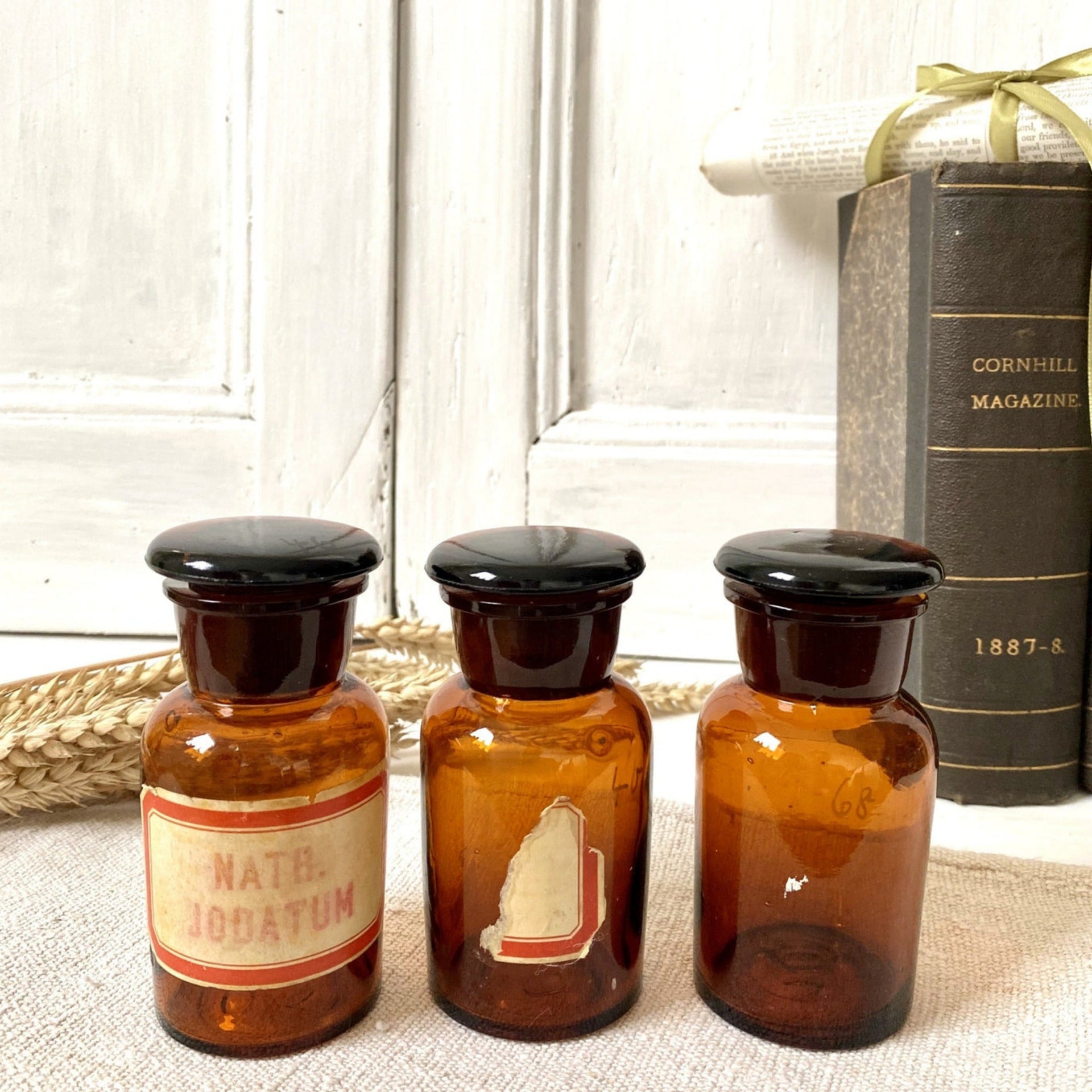 Kleine Apothekerflaschen Braun Glas Antik x3