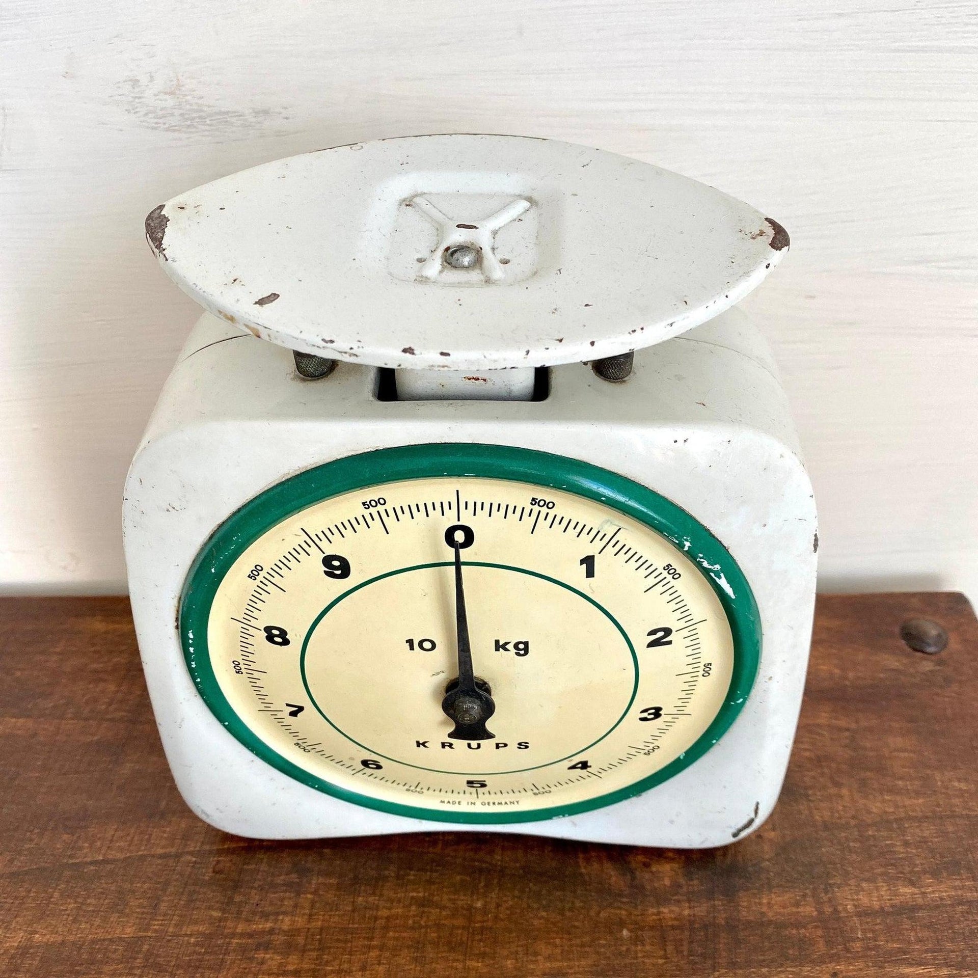 Krups Küchenwaage mit zwei emaillierten Schalen Vintage 40er Jahre