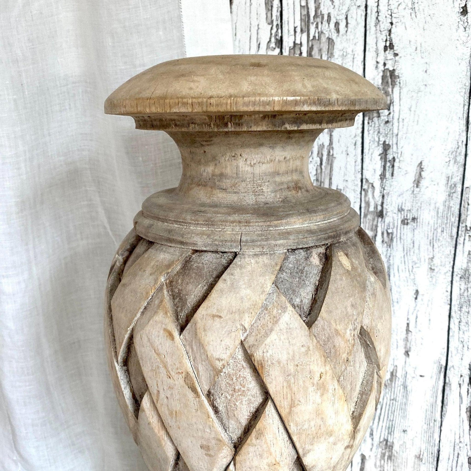 Lampenfuß Holz Antik Holzvase Handgeschnitzt
