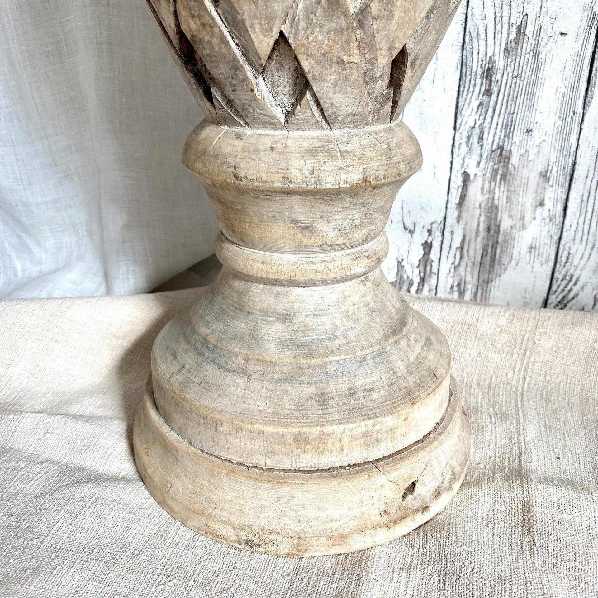 Lampenfuß Holz Antik Holzvase Handgeschnitzt