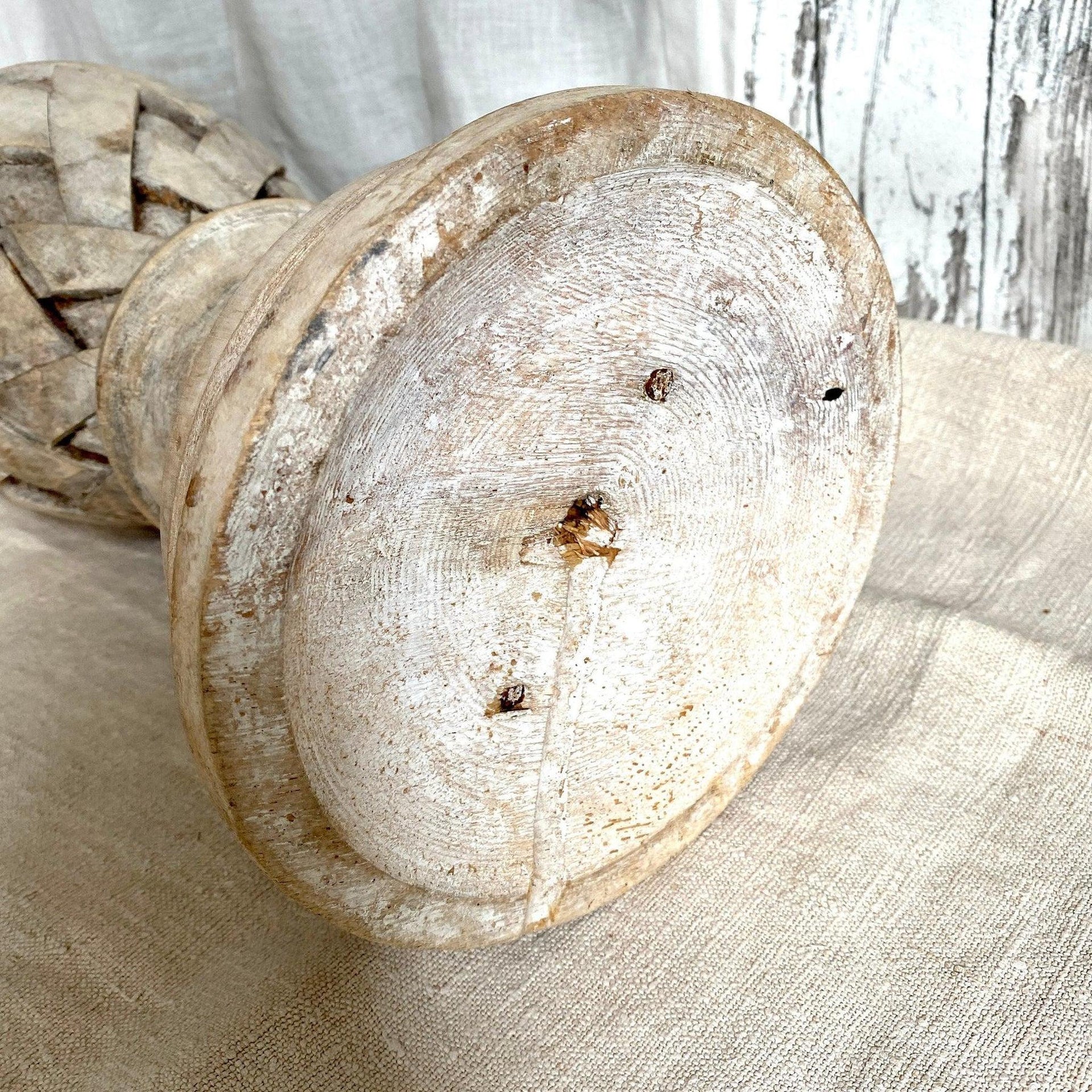 Lampenfuß Holz Antik Holzvase Handgeschnitzt