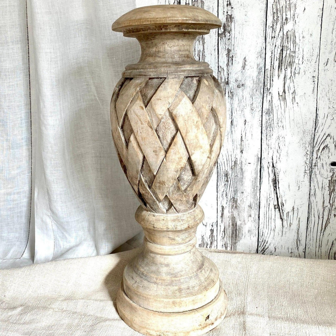 Lampenfuß Holz Antik Holzvase Handgeschnitzt