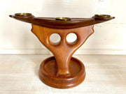 Midcentury Kerzenständer aus Teak Holz Skulptur handgeschnitzt, 60er Jahre
