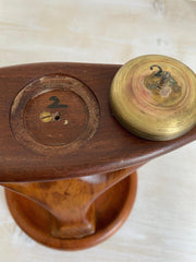 Midcentury Kerzenständer aus Teak Holz Skulptur handgeschnitzt, 60er Jahre