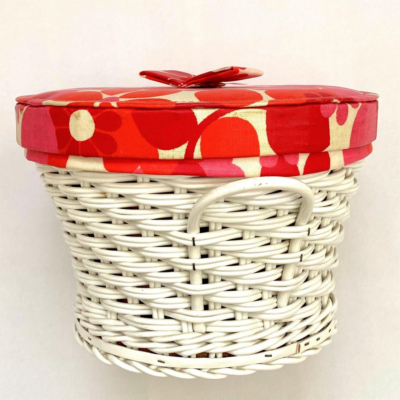 Nähkorb Rattan Rund mit Deckel Vintage 70er