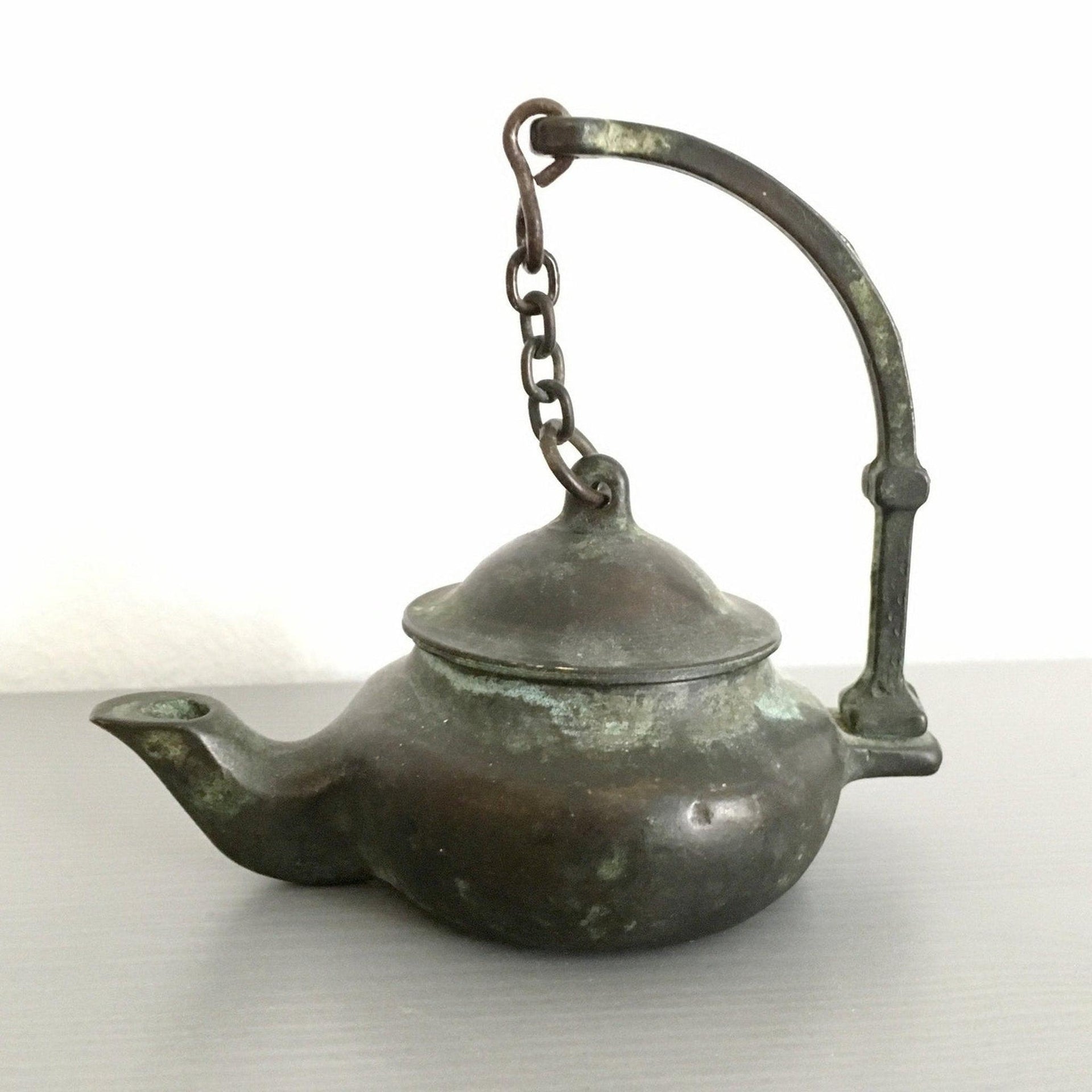 Öllampe Antik Bronze, Italien 19. Jh.