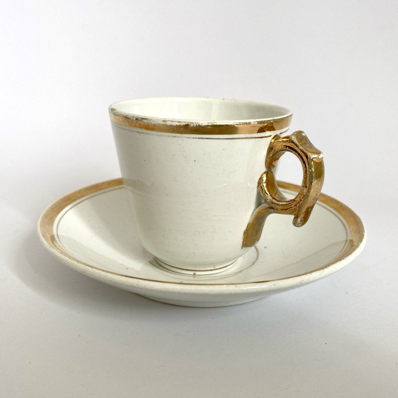 Regout Keramik Tasse Kaffeetasse Antik mit Goldrand Maastricht 19. Jhd.